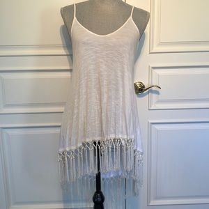 LF Emma and Sam Long Tank with Fringe- White